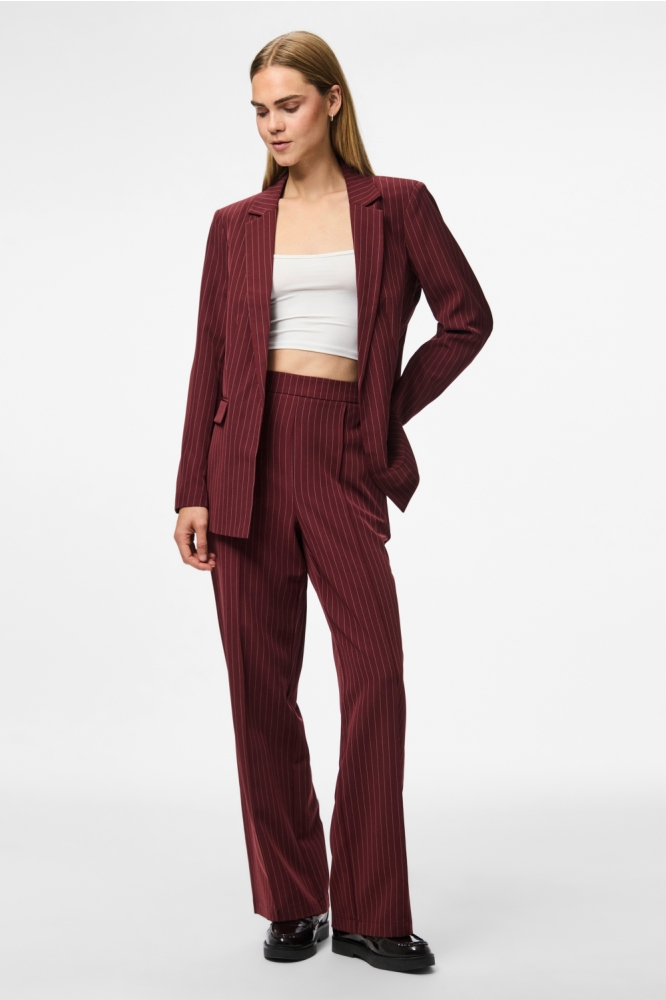 PCBOZZY LS LOOSE STRIPED BLAZER NOO 17130374 Tawny Port/PINSTRIPE